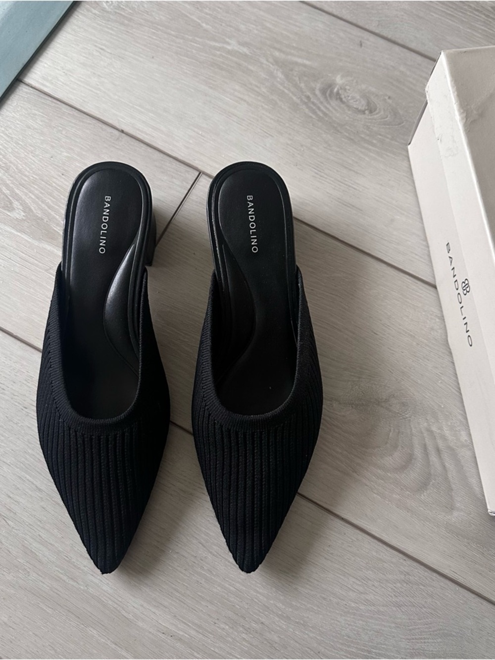 Bandolino Black Pointed Knit Slip-On Mule